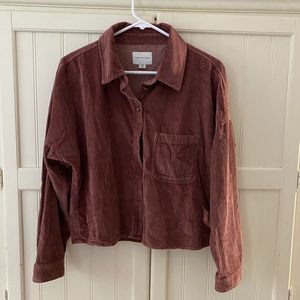 American Eagle Cropped Corduroy Buttoned Jacket